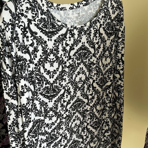 Talbots Black and White Blouse with Intricate Pattern - Picture 2 of 3